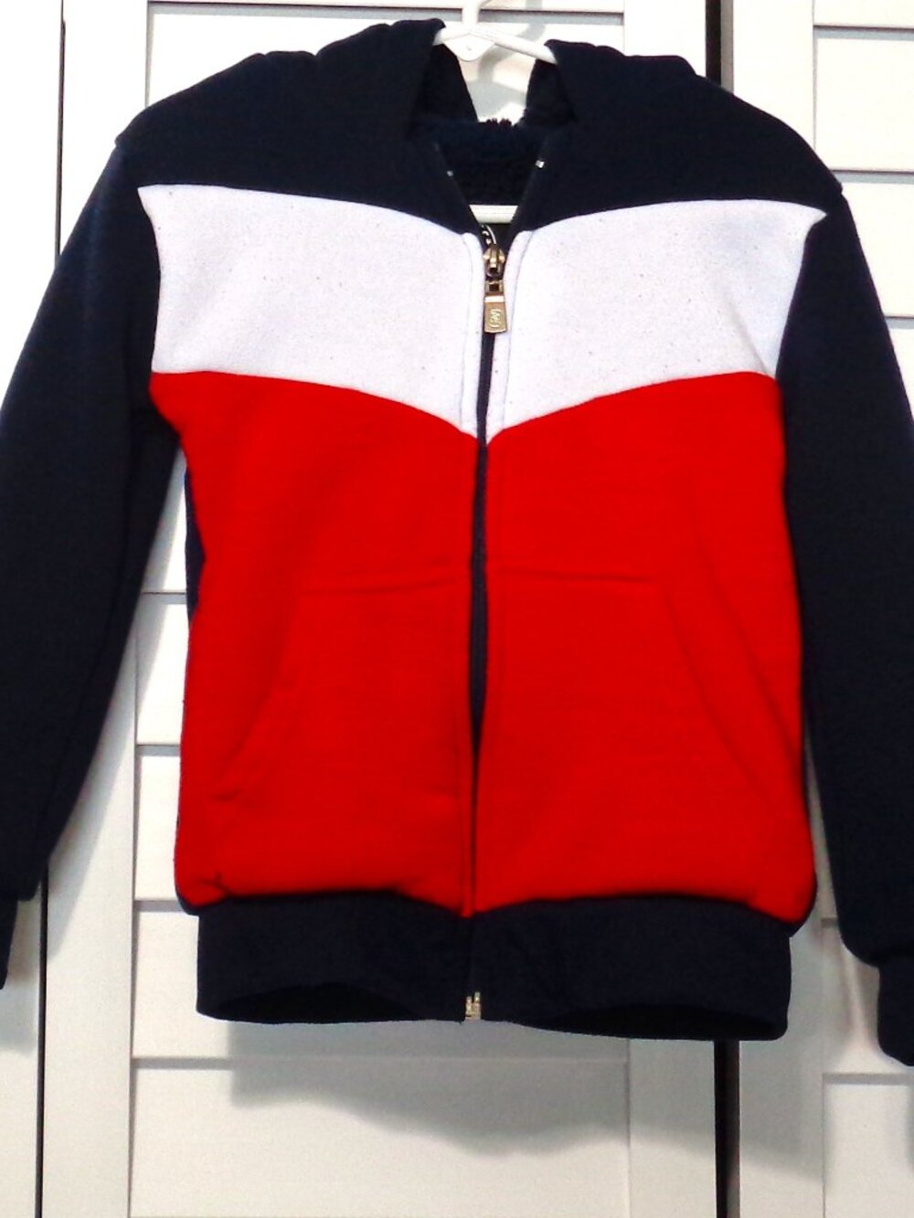 STREET RULES CLOTHING CO. NAVY BLUE RED & WHITE HOODIE JACKET BOYS SIZE 4